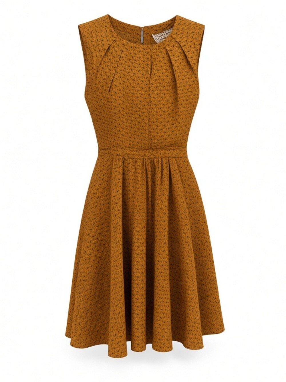 Pink Martini Mustard Yellow Botanical Print Sleeveless Fit & Flare Dress Size S